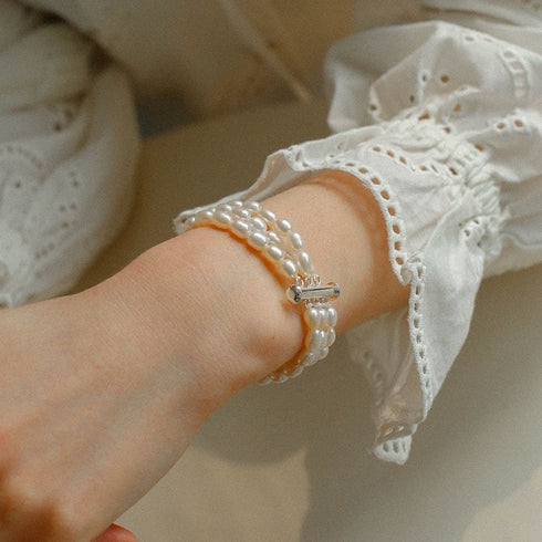 Triple Layer Freshwater Pearl Necklace and Bracelet Set - House Of Pearls